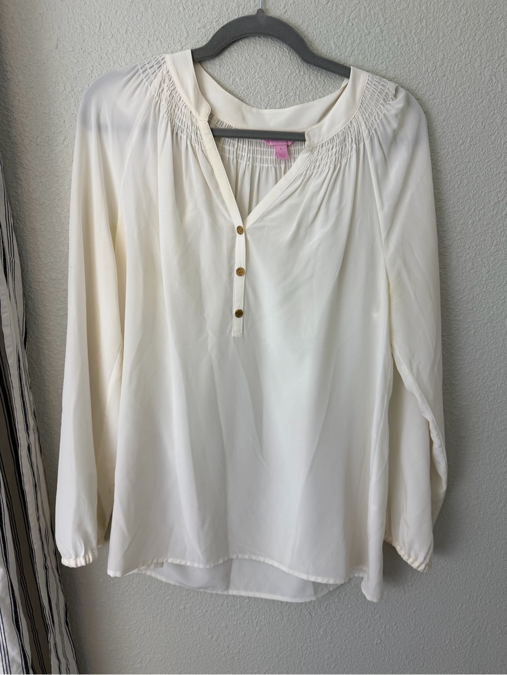 Lilly Pulitzer Ivory Elsa Silk Top Sz Large